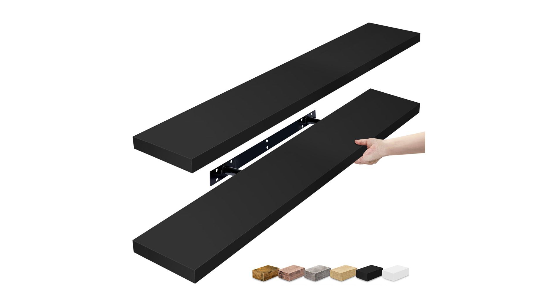 2 Pack (35"x9") Sorbus Long Floating Wall Shelves for Bedroom, Decor, Kitchen, Living Room - for Trophies, Frames, Bookshelf