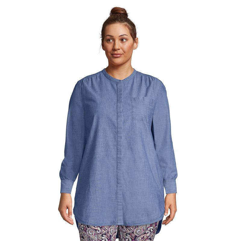 Lands' End Women's Cotton A-Line Long Sleeve Tunic Top, 1 of 6