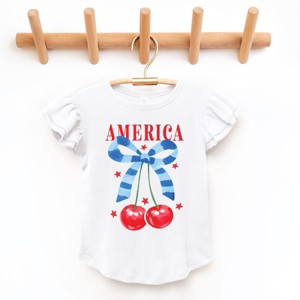 The Juniper Shop Coquette America Cherries Flutter Sleeve Tee - 1 of 4