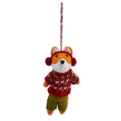 tagltd Fox W/ Earmuffs & Vest Ornament