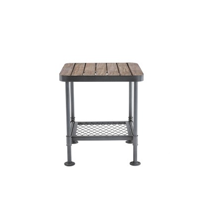 Newport Industrial Gray & Natural Fir Wood Square End Table