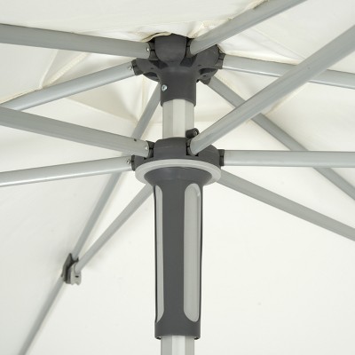 Ivory 9 Ft Hexagon Outdoor Umbrella with Hand-Crank Lift