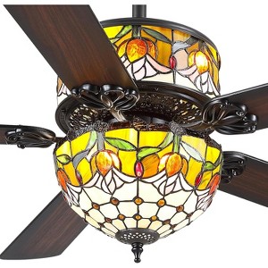 52" Vintage Ceiling Fan with Elegant Tiffany-Style Stained Glass Lamp Shade - 1 of 1
