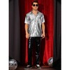 INSPIRE CHIC Men's Button Down Short Sleeve Shiny Disco Metallic Shirts - 2 of 4