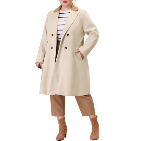 Agnes Orinda Women's Plus Size Fashion Notched Lapel Double Breasted Pea  Coat : Target