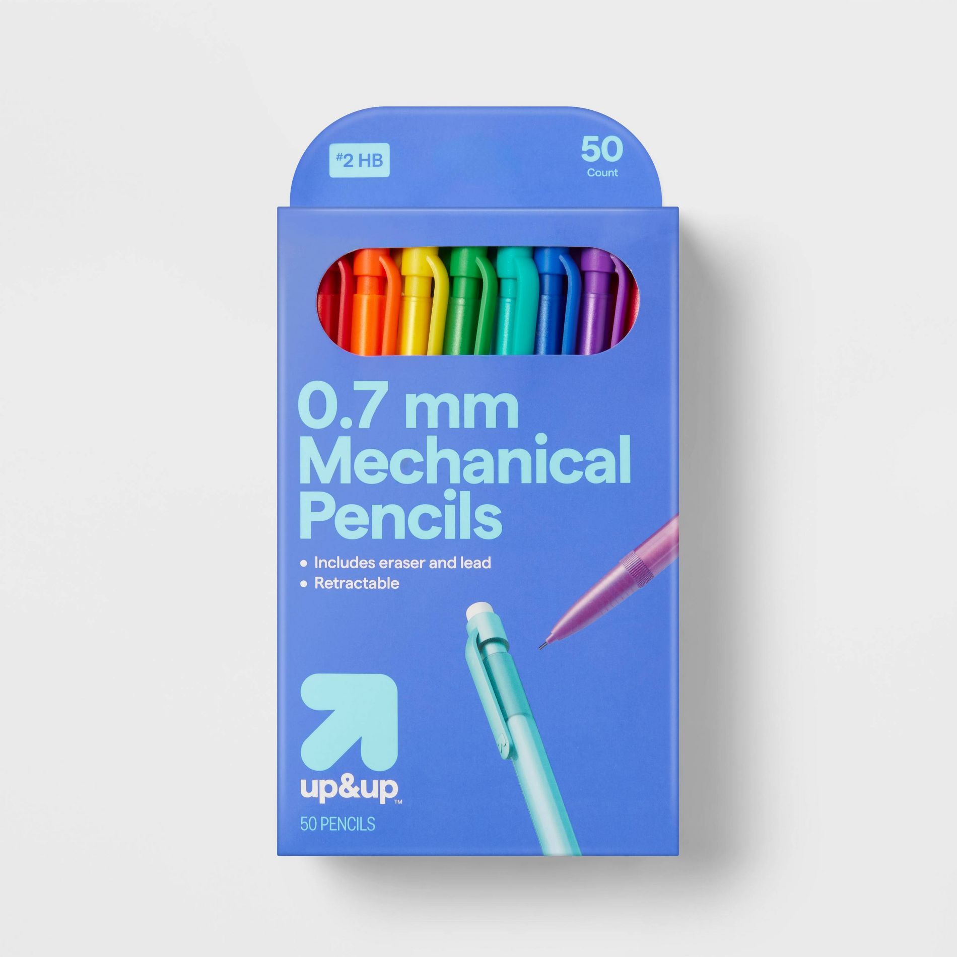 #2 Mechanical Pencil 0.7 mm 50ct - up&up™: School Supplies, Erasable, Multicolor, Plastic, No. 2 Lead