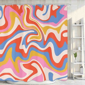 72"x72" Abstract Wavy Swirl Boho Shower Curtain, Pack of 1 - 1 of 4