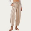 Anna-Kaci Women’s Relaxed Fit Lounge Pants with Soft Draped Fabric Elastic Drawstring Waistband and Wide Tapered Legs - 2 of 4
