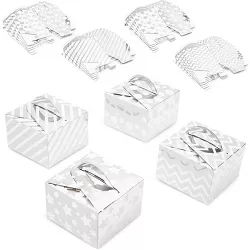 Bright Creations 24 Pack Paper Gift Boxes, Treat Boxes for Wedding & Birthday Party Favors, Metallic Silver 3.5 x 3.5 x 3.4 in