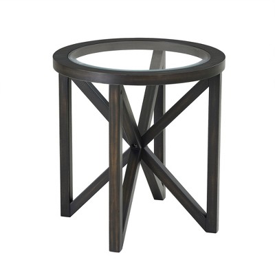 NicBex Modern Oval Wooden Coffee Table with Glass Top for Living Room and Office