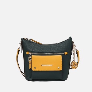 MKF Collection Serenity Color Block Vegan Leather Women’s Crossbody Bag by Mia K  - Olive Mustard - 1 of 4