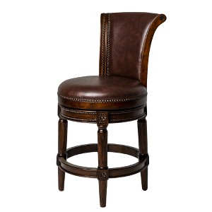 Pullman Counter Stool in Reclaimed Oak Finish with Ronan Stone Vegan Leather - 1 of 4