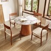 39" Modern Round Pedestal Dining Table with Glossy Faux Marble Top, Small Kitchen Table for 2-4,Indoor Small Bistro Table–The Pop Home - 3 of 4
