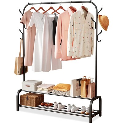 SUGIFT Garment Rack with Storage Shelves and Hanging Hooks
