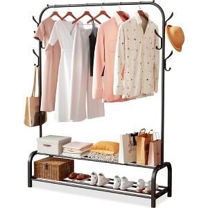 SUGIFT Garment Rack with Storage Shelves and Hanging Hooks - 1 of 4