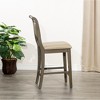 24" Counter Stool with Padded Seat and Weathered Finish, Solid Hardwood Frame with Metal Foot Plates - 2 of 4