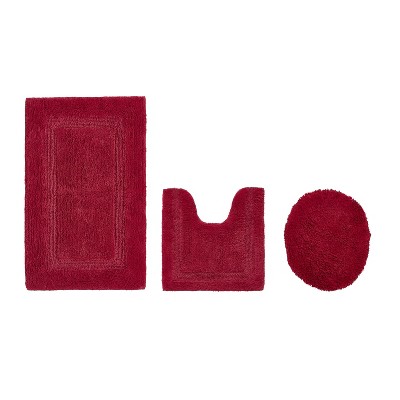 Lux Premium 100% Cotton  Ultra-Soft Tufted Solid Reversible 3 Piece Bath Rug Set, Water-Absorbent, Durable, Machine Washable Bathroom Rug