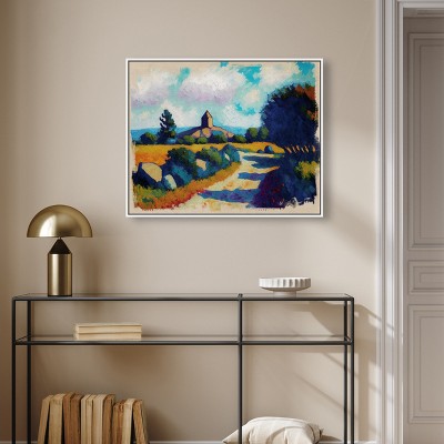 Rustic Chic Farmhouse Landscape Canvas Wall Art, 25" x 31", White Frame