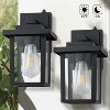 C Cattleya 2 Pack Matte Black Dusk to Dawn Outdoor Wall Lights with Clear Glass Shade - 2 of 4