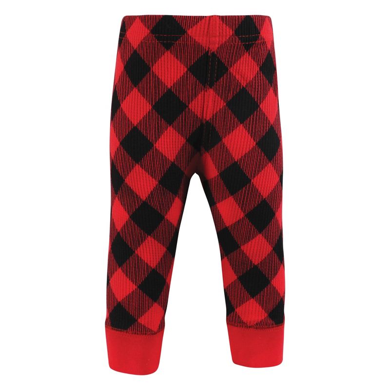 Hudson Baby Infant Girl Thermal Tapered Ankle Pants 4pk, Buffalo Plaid Leopard, 3 of 7