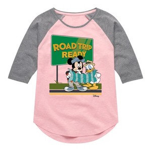 Girls' - Disney - Road Trip Ready Shirt Tail Raglan Graphic T-shirt - 1 of 3