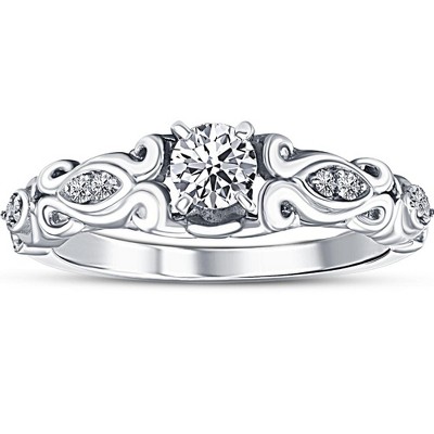 Pompeii3 1/2ct Vintage Diamond Engagement Ring 14K White Gold