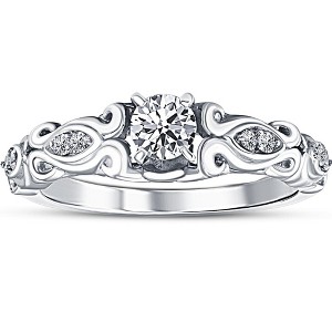 Pompeii3 1/2ct Vintage Diamond Engagement Ring 14K White Gold - 1 of 4