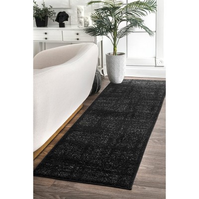Arlena Black and Gray Vintage Traditional Runner Rug