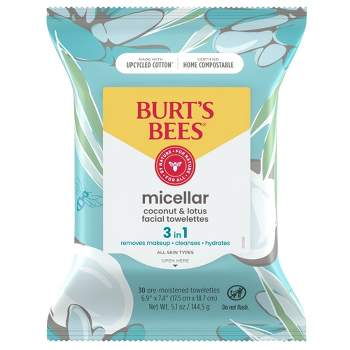 Burt's Bees Facial Cleansing Towelettes Micellar Coconut & Lotus - Unscented - 30ct