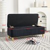 Square Storage Ottoman Bench,Upholstered Velvet Fabric Ottoman Stool Seat With Safety Hinge,Gold Decoration Strip,Ottoman Stool Seat-Cuddlewood - 4 of 4