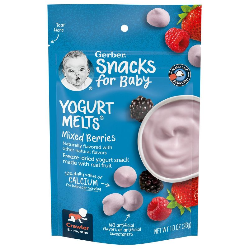 Gerber Yogurt Melts Mixed Berries Freeze-Dried Yogurt &#38; Fruit Snacks - 1oz, 1 of 9