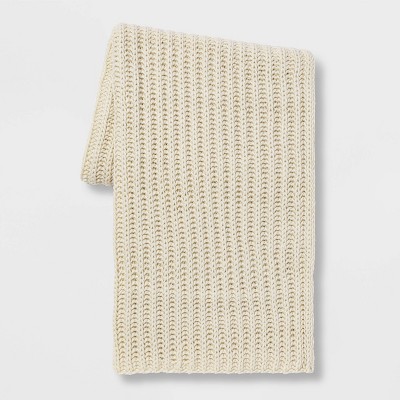 Chunky Knit Reversible Throw Blanket Cream - Threshold™
