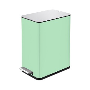 QUALIAZERO 2.6 GAL/10L, SLIM SHAPE, STAINLESS STEEL STEP-ON CAN, WITH SOFT CLOSE LID, MINT FINISH - 1 of 4