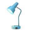 Simple Designs Sleek Essentials Metal Cone Shade Desk Lamp with USB Cyan Blue - 2 of 4