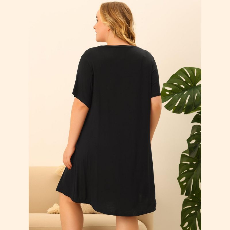 Agnes Orinda Women's Plus Size Comfort Solid Short Sleeve Nightgown, 4 of 7