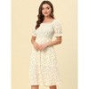 Allegra K Women's Cottagecore Floral Square Neck Puff Sleeves Summer Midi Smocked Dress - 2 of 4