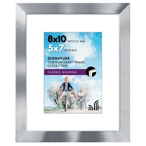 Americanflat 8x10 Picture Frame in Silver - Displays 5x7 With Mat and 8x10 Without Mat - Composite Wood with Polished Glass - 1 of 4