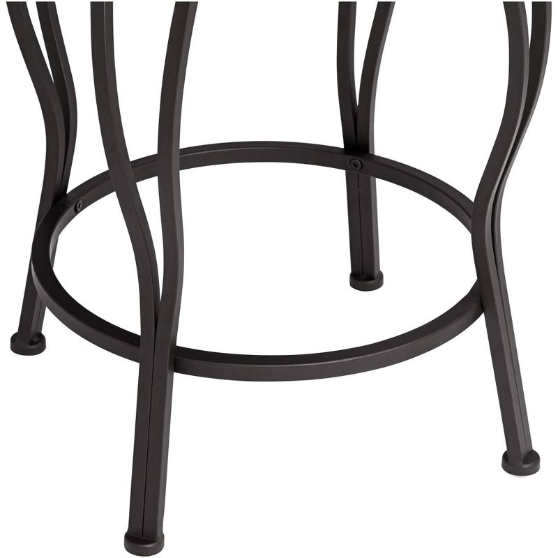 55 Downing Street Alberta Metal Swivel Bar Stools Set of 2 Black 24" High Traditional Brown Faux Leather with Backrest Footrest for Kitchen Counter, 5 of 10