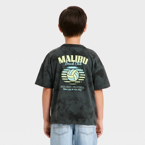 Cat & Jack Boys' Short Sleeve 'Malibu' Graphic T-Shirt - Cat & Jack™ Charcoal Gray M