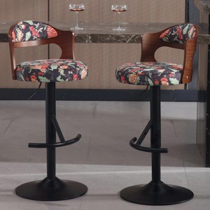 NicBex Set of 2 Swivel Adjustable Height Bar Stools,Modern Bar Chair with Solid Wood Backrest for Dining Room,Kitchen,Counter,Brown - 1 of 4