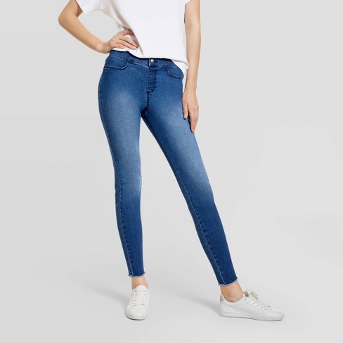 Hue Studio Women's Mid-rise Frayed Edge Denim Leggings : Target