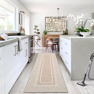 Modern Washable Bordered Area Rug, Ultra-Thin Non-Slip, Non-Shedding Foldable Mat, Chic Aesthetic Carpet for Living Room, Bedroom, Office - 1 of 4