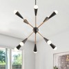 Large 12-Light Sputnik Pendant Light Black Cone Shades Brass Arms for Living Room or Kitchen - 3 of 4