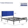 Full Bed Frame with Velvet Headboard - Plush Comfort, Robust Metal Support, Silent Sleep, No Box Spring Needed, Effortless Setup - 2 of 4