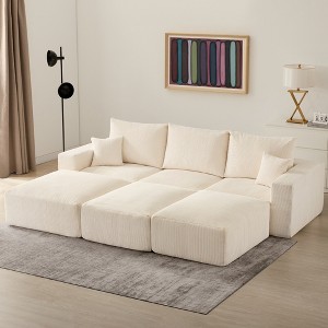 Gericco 113" Boneless Sectional Cloud Couch Sofa Bed for Living Room, Modular Modern Lounge 3 Seater Couches with Chaise, No Assemble - 1 of 4