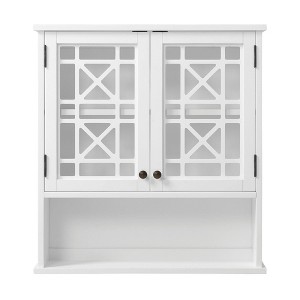 27"x29" Derby Wall Mounted Bath Storage Cabinet with Glass Doors and Shelf White - Alaterre Furniture: Hardwood Over Toilet Organizer - 1 of 4