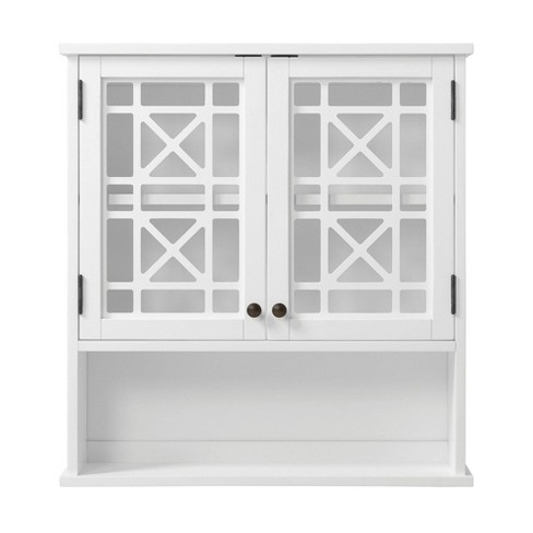 27 X29 Derby Wall Mounted Bath Storage Cabinet With Glass Doors And Shelf White Alaterre Furniture Target - White Wall Unit With Glass Doors