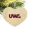 University of Wisconsin - La Crosse University Secondary Logo Heart Love Wood Christmas Tree Holiday Ornament - 2 of 3