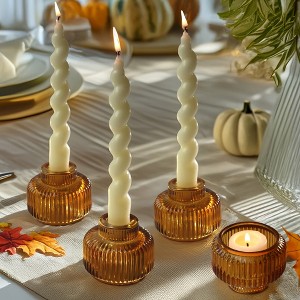 Kate Aspen 2-In-1 Fluted Colored Glass Taper Candlestick Candle Holders (Set of 4) - 1 of 4