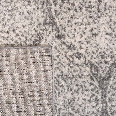 Grey and Ivory Rectangular Cotton Synthetic Area Rug